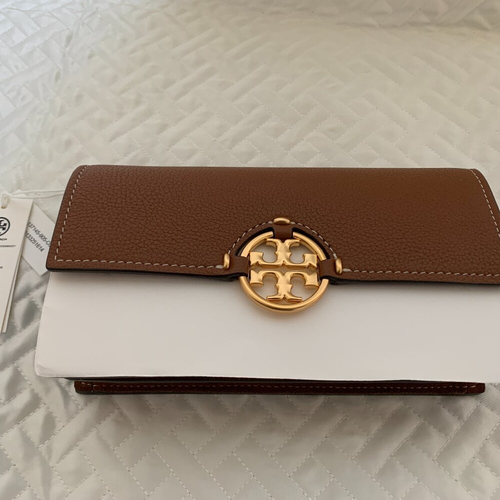 Tory Burch miller wallet crossbody Leather Clutch ~NWT~ Light Umber